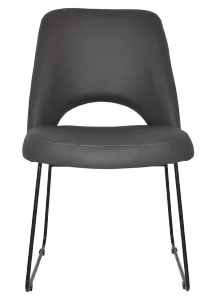 EZ Albury Black Metal Sled Base Upholstered Hospitality Dining Chair thumbnail 8