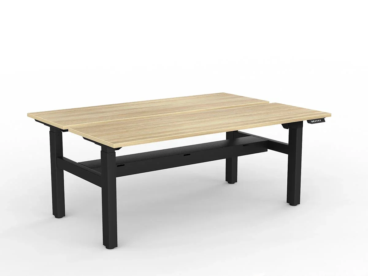 OL Agile 2 Column Electric Height Adjustable Shared Desk Oak Top Black Frame thumbnail 14