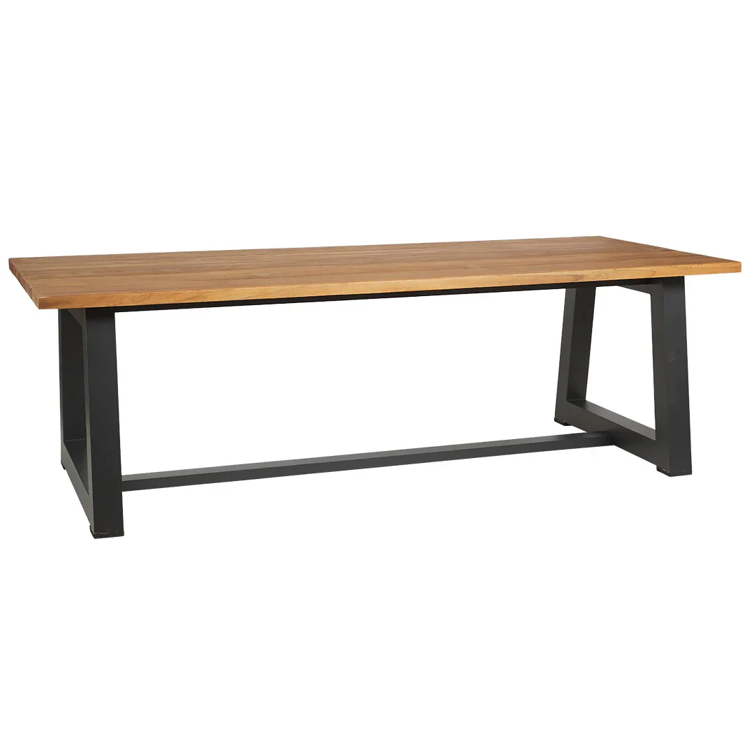 SH Catherine Aluminium Base Timber Top Outdoor Dining Table - Black