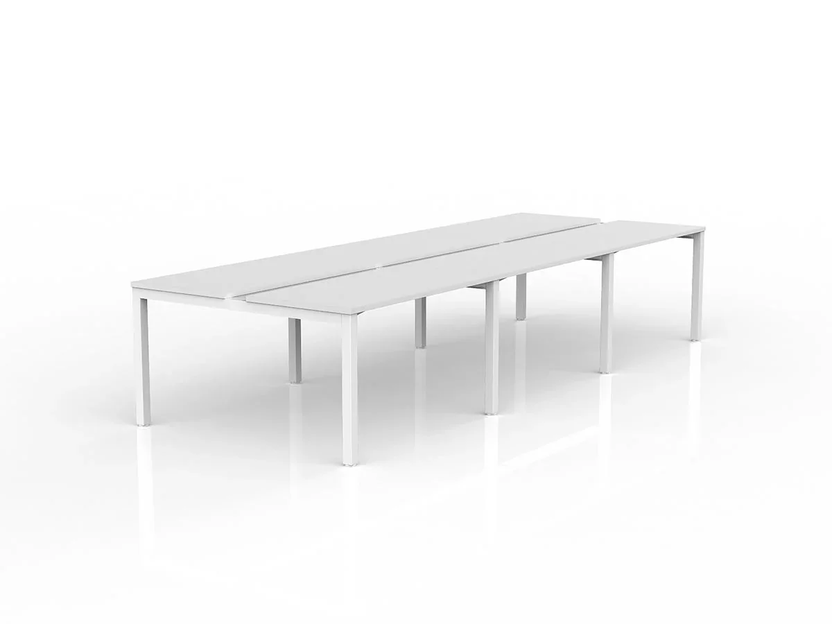 OL Axis 6-User Double Sided Workspace – White Top with White Frame