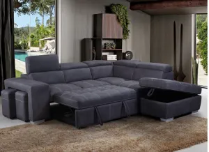 VI Positano Fabric Upholstered Modular Sofabed With Storage Ottoman thumbnail 3