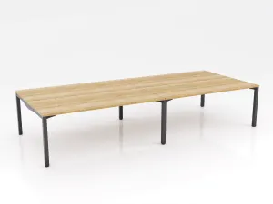 OL Axis Stretch 4 Person Double Sided Desk – Oak Top with Black Frame thumbnail 2