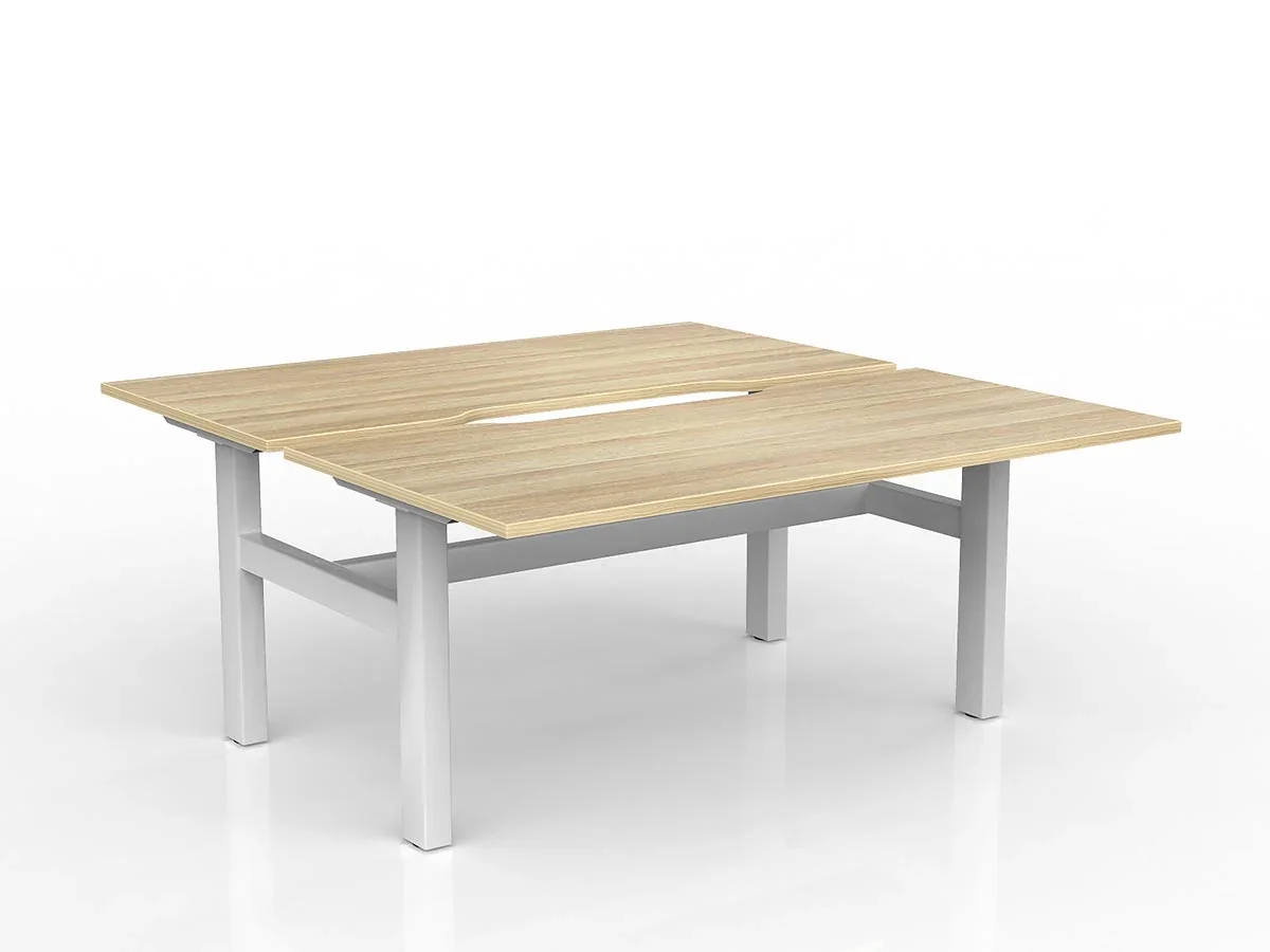 OL Agile Fixed Height Shared Desk – Oak Top with White Frame thumbnail 5