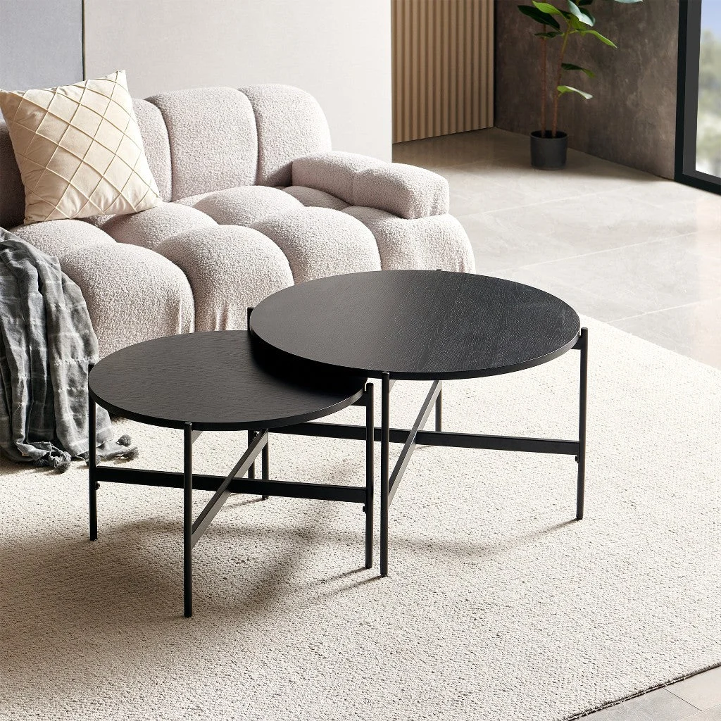 VI Stage MDF Top Metal Base 2 Coffee Table Set