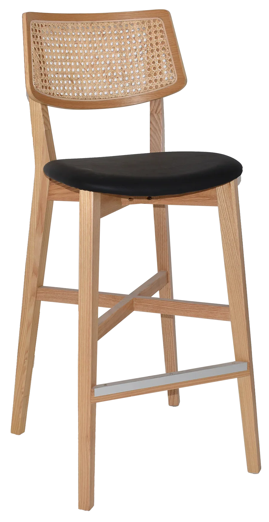 EZ Phoenix Solid Timber Framed Rattan Back Barstool