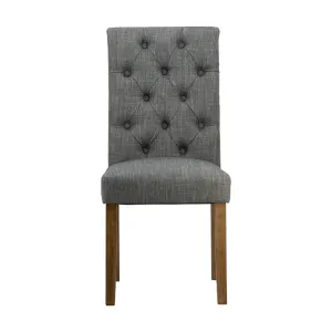 DA Grey Buttoned Back Fabric Upholstered Dining Chair Set of 2 thumbnail 8