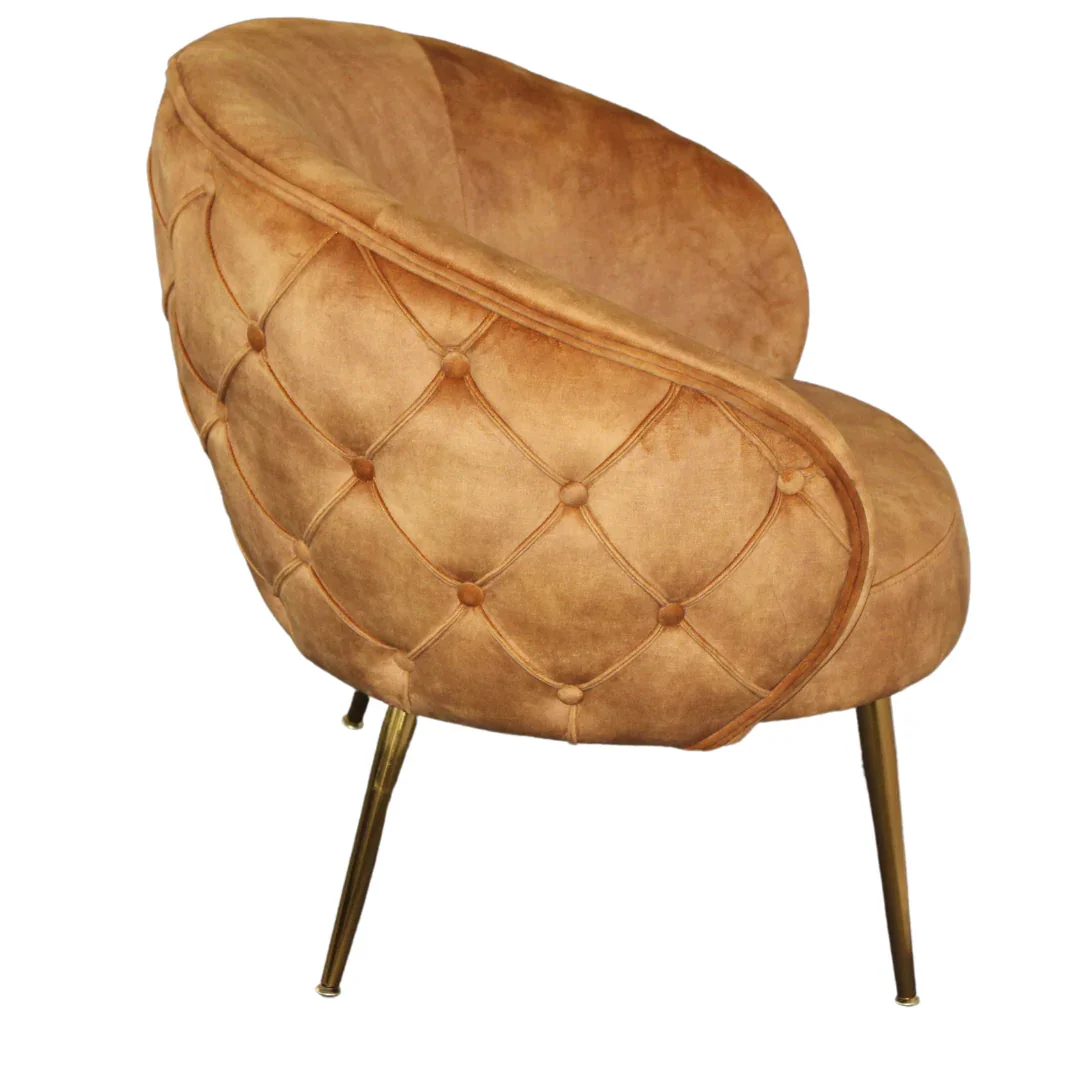 BT York Accent Chair - Diamond Tufted, Blush, Gold & Floral Deluxe Velvet