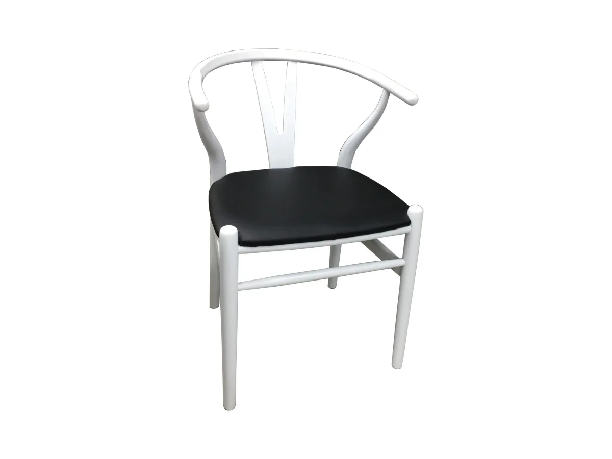 MF Replica Wishbone Timber Frame PU Leather Seat Dining Chair