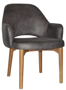 EZ Albury Solid Oak Stained Timber Upholstered Hospitality Dining Armchair - XL thumbnail 2