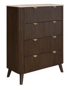 VI Cotswold Stone Top Solid Timber 4 Drawer Tallboy - Walnut thumbnail 3