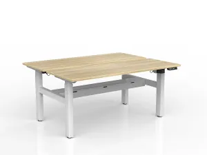 OL Agile 2 Column Electric Height Adjustable Shared Desk Oak Top White Frame thumbnail 12