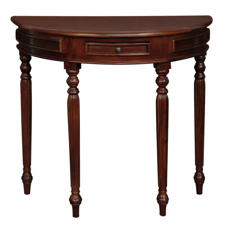 CT Huntley Solid Timber Turn Legs Half Round Sofa Table
