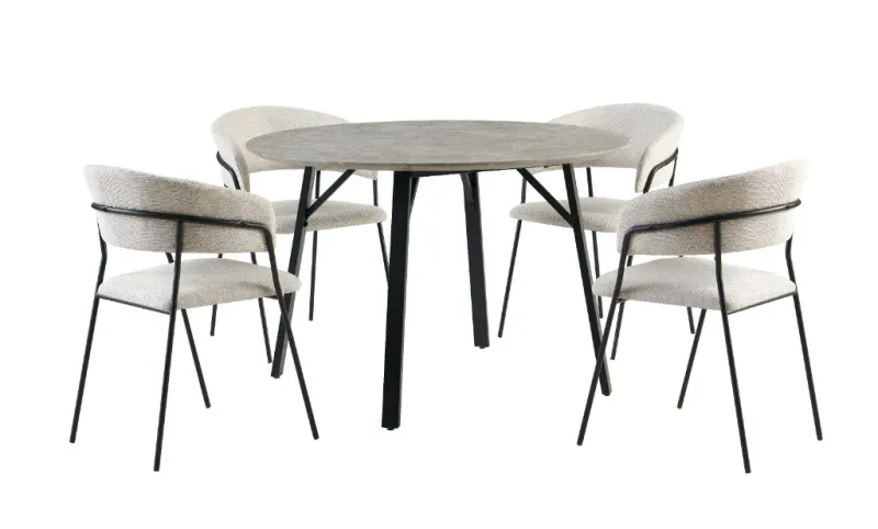 VI Primo Marble Look MDF Top 5 Pieces Round Dining Setting