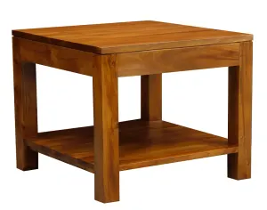 CT Amsterdam Solid Mahogany Timber Square Side Table with Shelf thumbnail 1