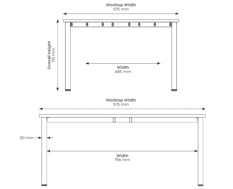 OL Axis 2-User Double Sided Workspace – Oak Top Black Frame