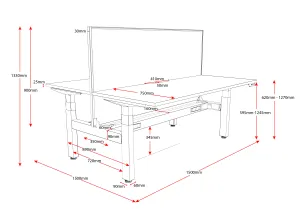 RL Boost Plus Height Adjustable Back to Back 2 User Workstation thumbnail 4