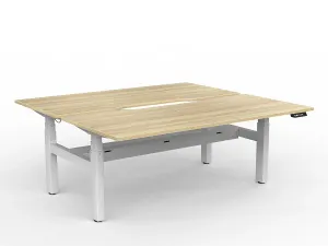 OL Agile Motion+ Electric Height Adjustable Shared Desk – Oak Top White Frame thumbnail 2