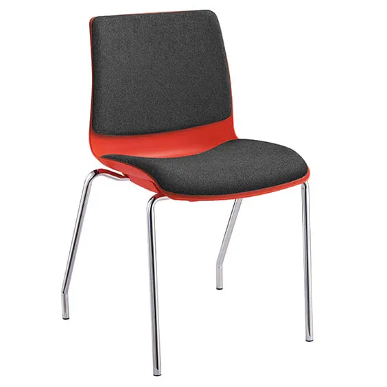 ST Pod 4 Leg Red Shell Upholstered Stackable Hospitality Chair with Arms
