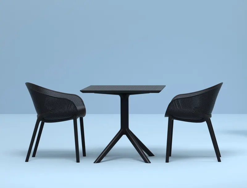 FL Sky 3 Piece Hospitality Square Folding Dining Table & Chair Set
