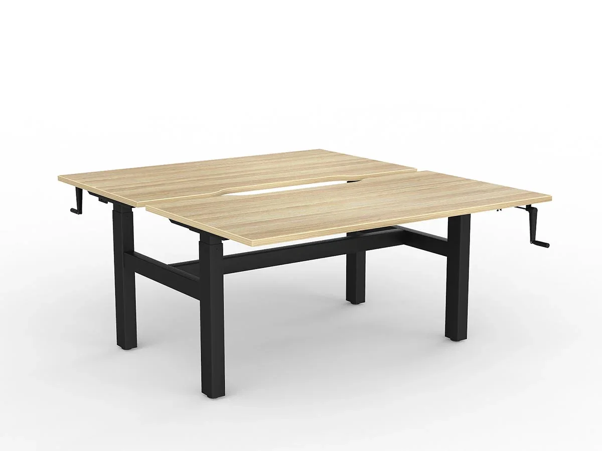 OL Agile Winder Height Adjustable Shared Desk – Oak Top with Black Frame thumbnail 9