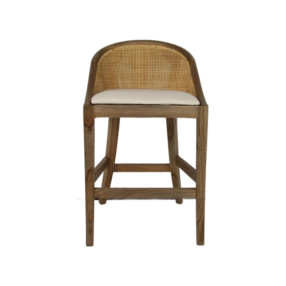 CR Alabama Timber Framed Rattan Back Fabric Seat Counter Stool