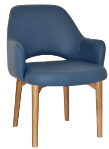 EZ Albury Solid Oak Stained Timber Upholstered Hospitality Dining Armchair - XL thumbnail 1