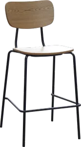 FL Tiramisu Plywood Black Metal Frame Hospitality Barstool thumbnail 1