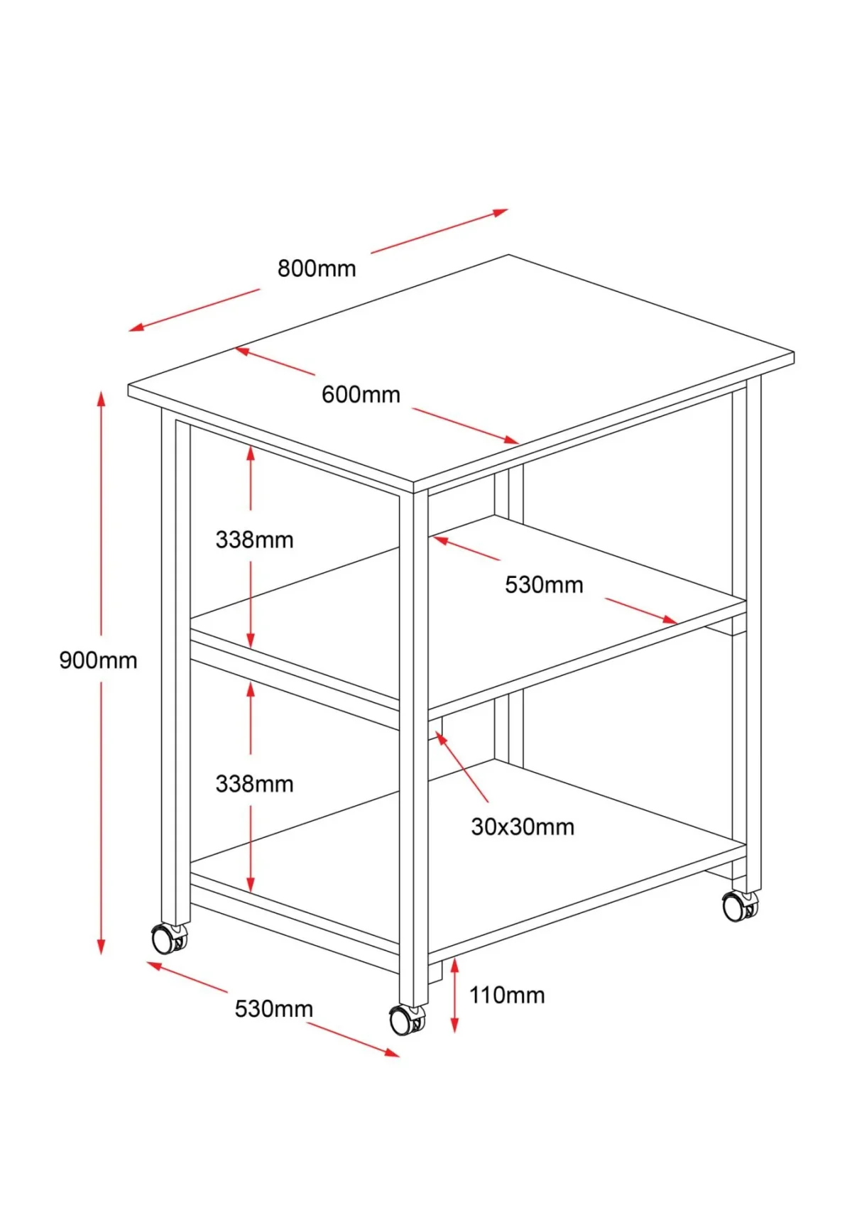 RL Rapid Worker 3 Tier Utility Office Trolley with Castors thumbnail 3
