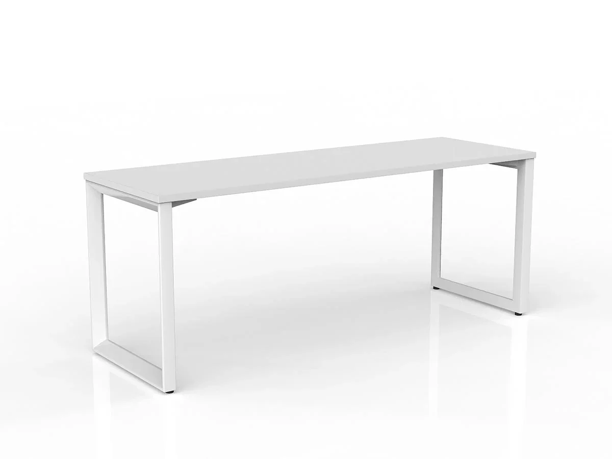 OL Anvil Straight Desk – White Top with White Frame