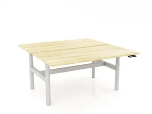 OL AgileMotion+ Electric Height Adjustable Round Leg 2 User Desk - White Frame thumbnail 1