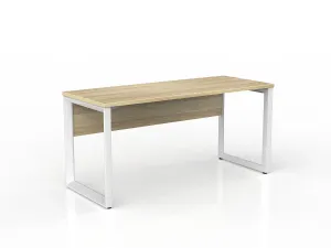 OL Anvil Straight Desk with Modesty – Oak Top with White Frame thumbnail 2