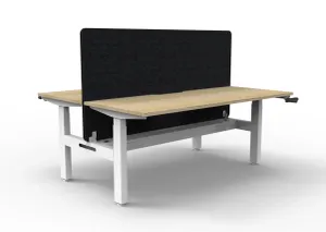 RL Boost Crank 2-User Height Adjustable Workstation with Black Eco Panel Screen thumbnail 1