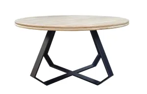 VI Juniper Round Coffee Table Solid Timber Top Metal Base thumbnail 1