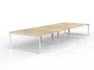 OL Anvil 6-User Double Sided Workspace – Oak Top with White Frame thumbnail 1
