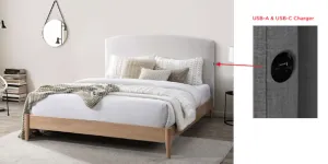 VI Tilda Fabric Upholstered Timber Leg Bed thumbnail 5