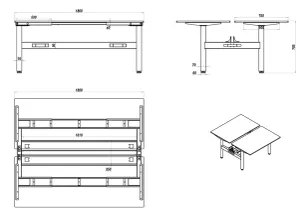 RL Halo Static Back to Back 2 User Workstation with Eco Panel Screen thumbnail 3