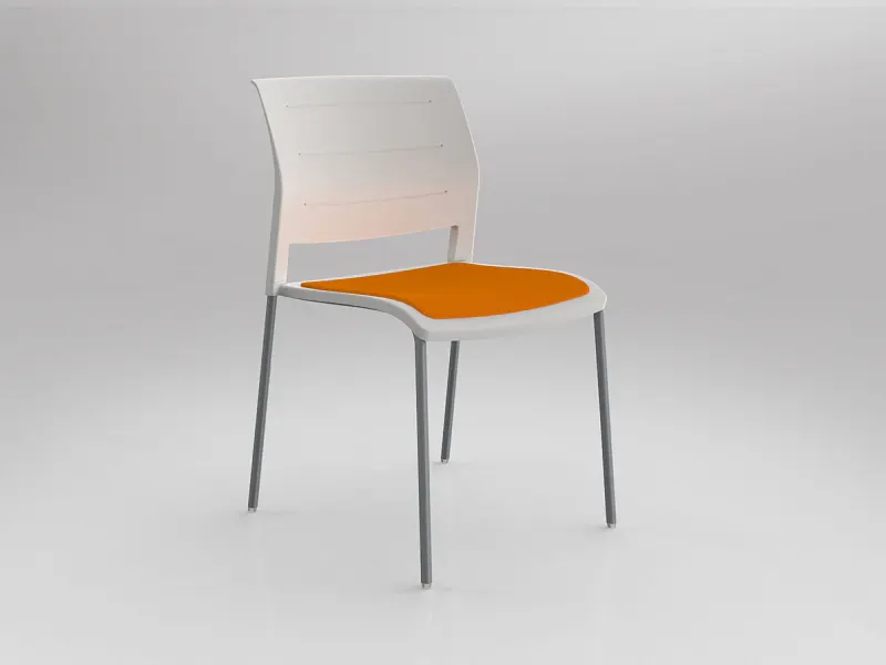 OL Game Upholstered Seat Breakout Chair -4 Legs White Shell