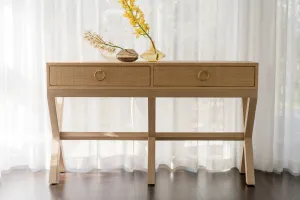 CR Renoir Raffia Solid Timber 2 Drawer Console Table thumbnail 3