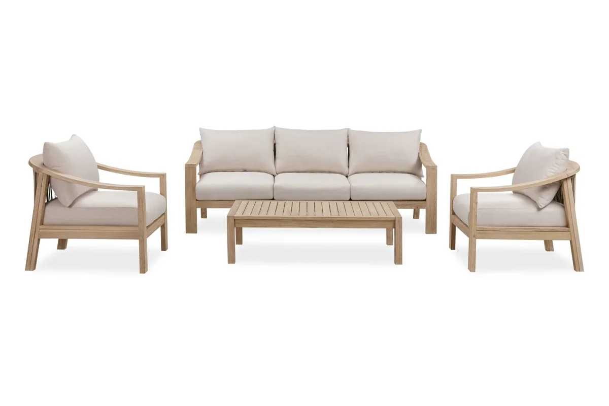 CR Sycamore Solid Timber 4 Piece Outdoor Lounge Set with Cushion