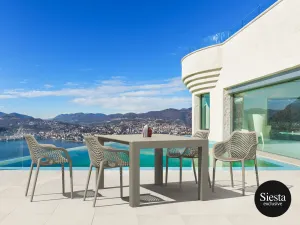 FL 5 Piece Vegas Hospitality Outdoor Extendable Dining Table with Air XL Armchair thumbnail 5