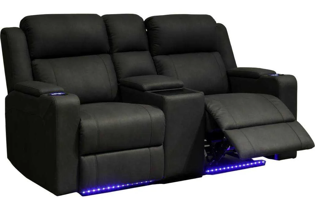 VI Academy Fabric Upholstered 2 Seater Electric Recliner Lounge with Console