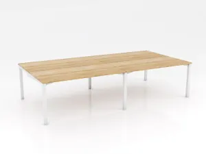 OL Axis Stretch 4 Person Double Sided Desk – Oak Top with White Frame thumbnail 3