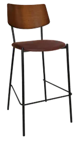 EZ Texas Black Metal Leg Light Walnut Back Barstool thumbnail 9