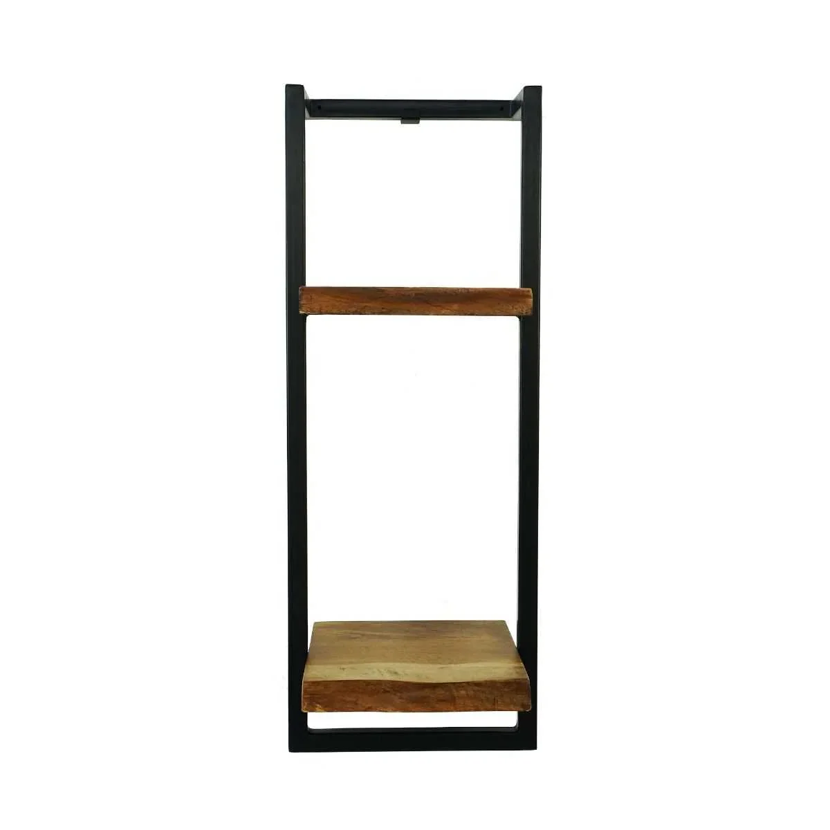 CR Live Edge Solid Timber Metal Frame 2 Tier Shelf