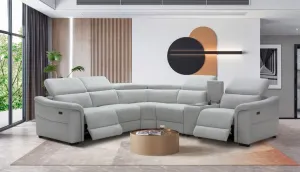 VI Robbie Fab Cnr Mod with 2 End Power Recliner - Grey thumbnail 4