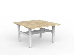 OL Agile Fixed Height Shared Desk – Oak Top with White Frame thumbnail 15