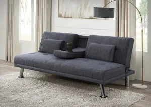 BT Mira Futon 3 Seater Sofa Dark Grey Fabric Chrome thumbnail 3
