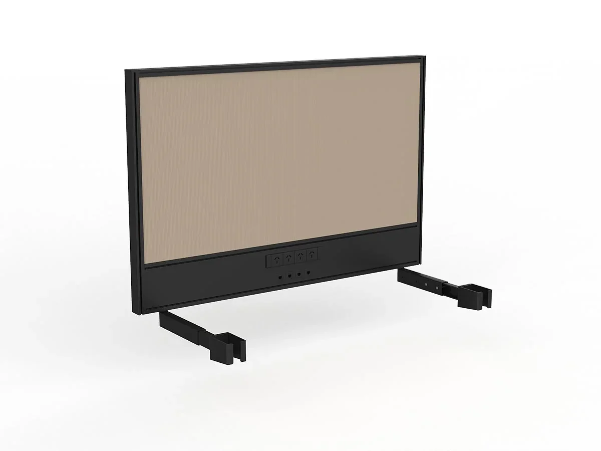 OL Studio Screen with Ducting for Agile Individual Desk – Breath Fabric with Black Frame