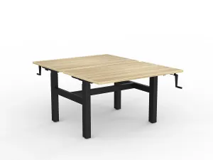 OL Agile Winder Height Adjustable Shared Desk – Oak Top with Black Frame thumbnail 5