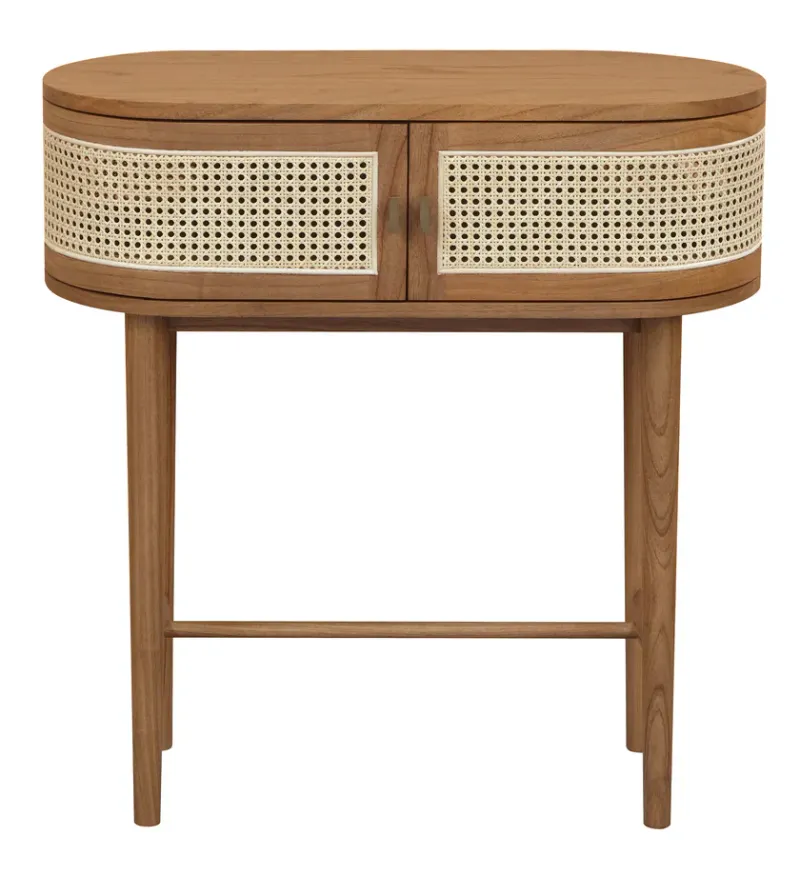 CT Kelly Solid Timber Rattan 2 Door Console Table